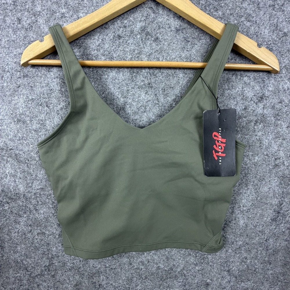 The Gym People Longline Sports Bra Womens Small Green Stretch Training Running